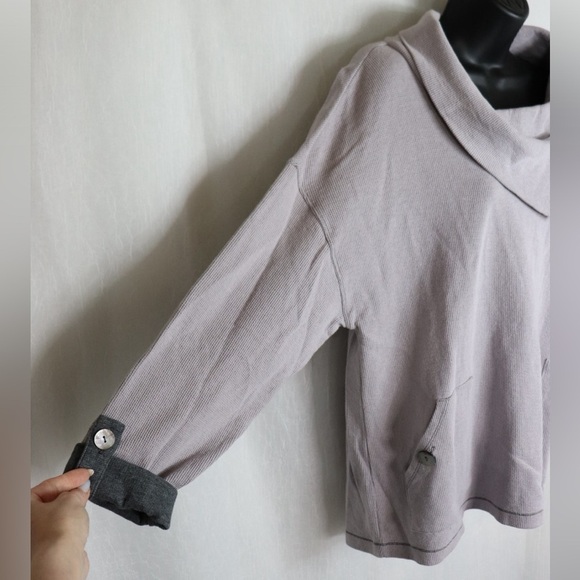 NEON BUDDHA Pep in your Step Waffle Knit Soft Lilac Cowl Neck Sweater - Picture 4 of 13